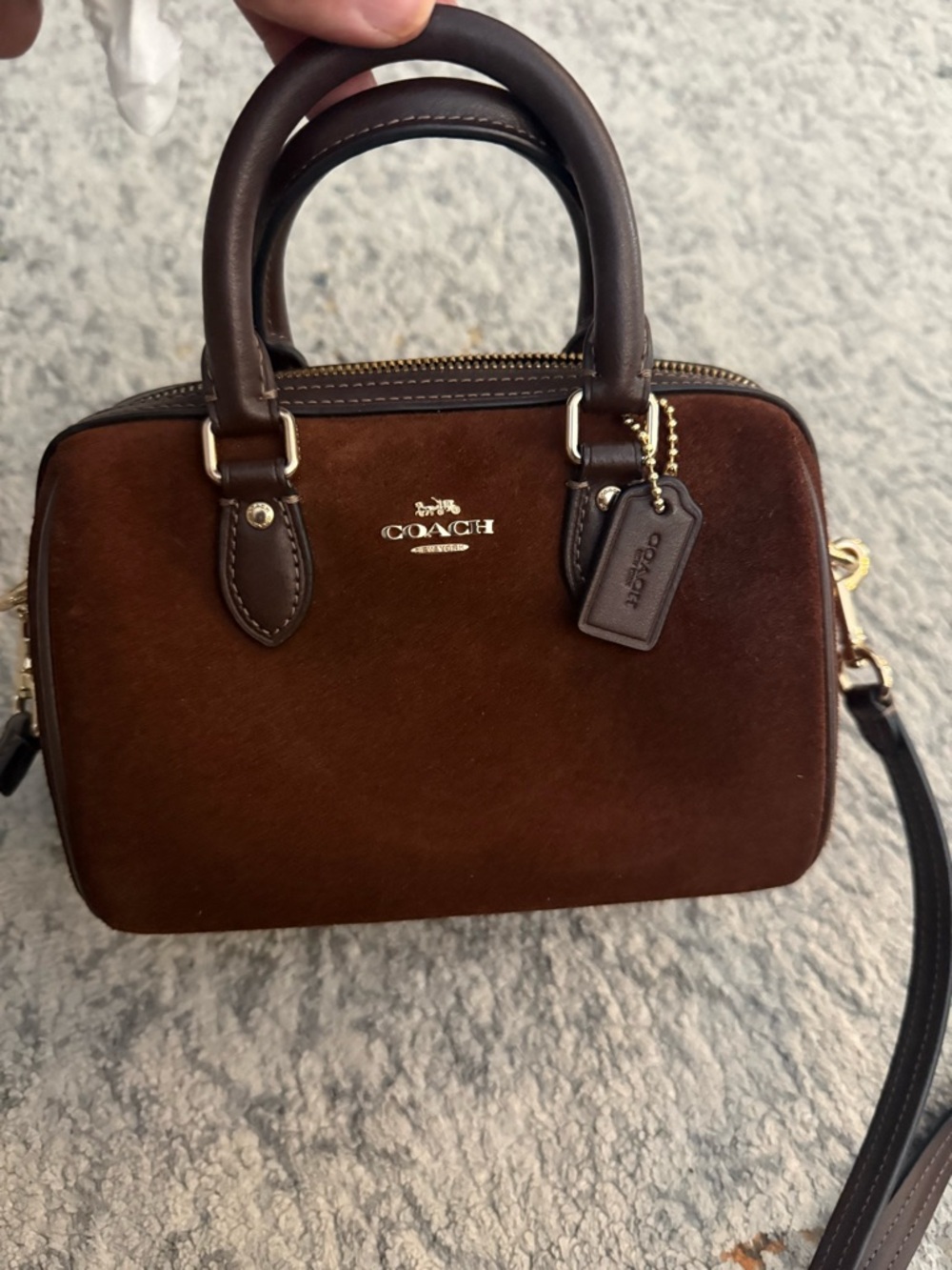 Coach Brown Suede Mini Rowan